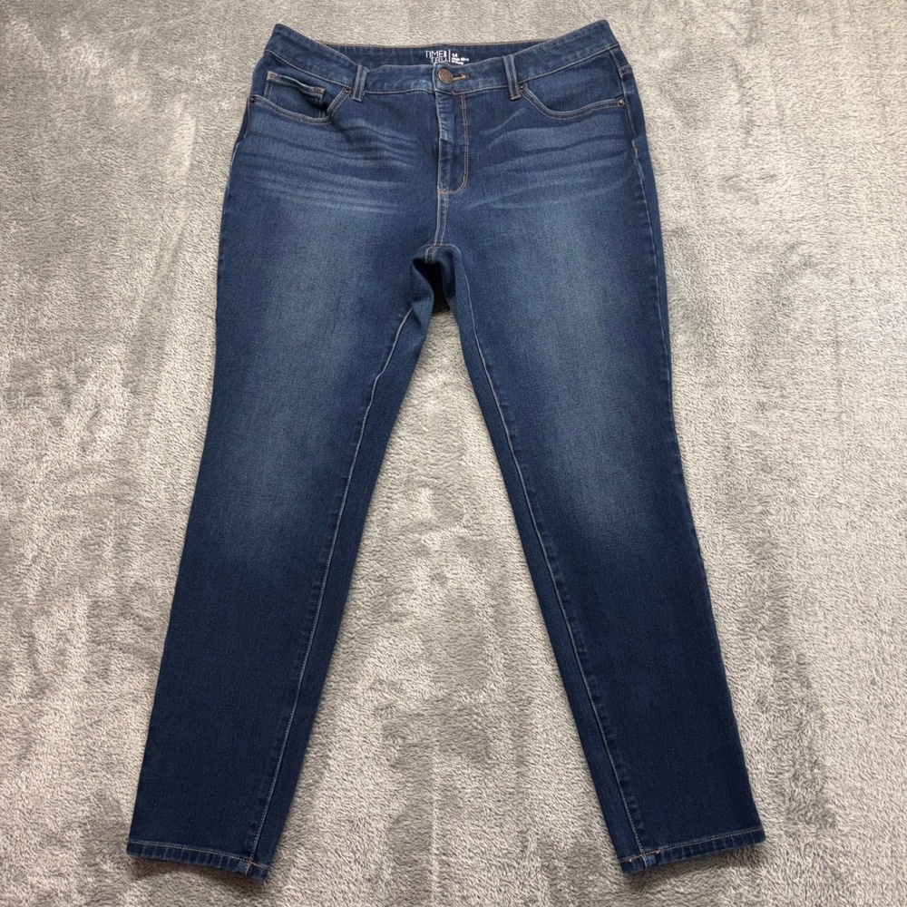 Time and Tru Skinny‎ Jeans Womens 14 Blue Excellent High Rise Stretch Denim